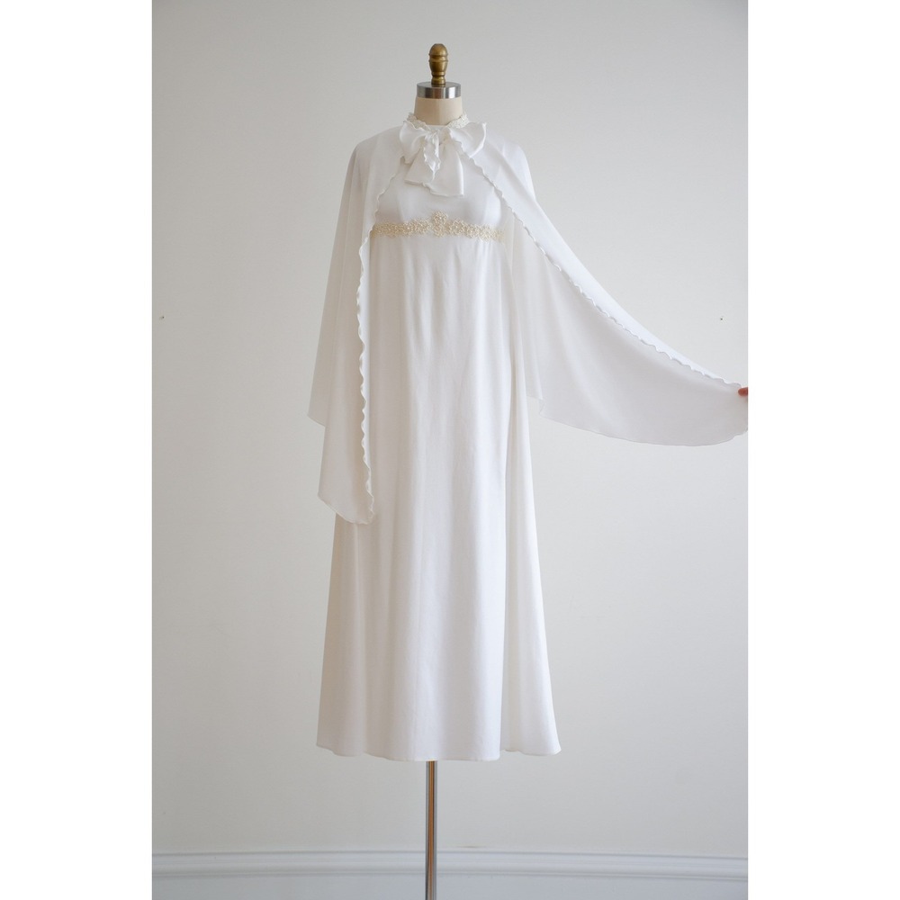 vintage wedding dress 60s Priscilla of Boston sleeveless minimalist white gown - Picture 6 of 10